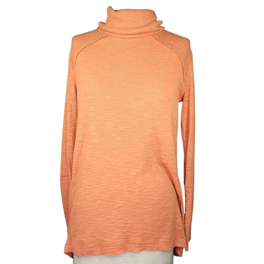 We the Free Orange Split Back Turtleneck Sweater Size XS